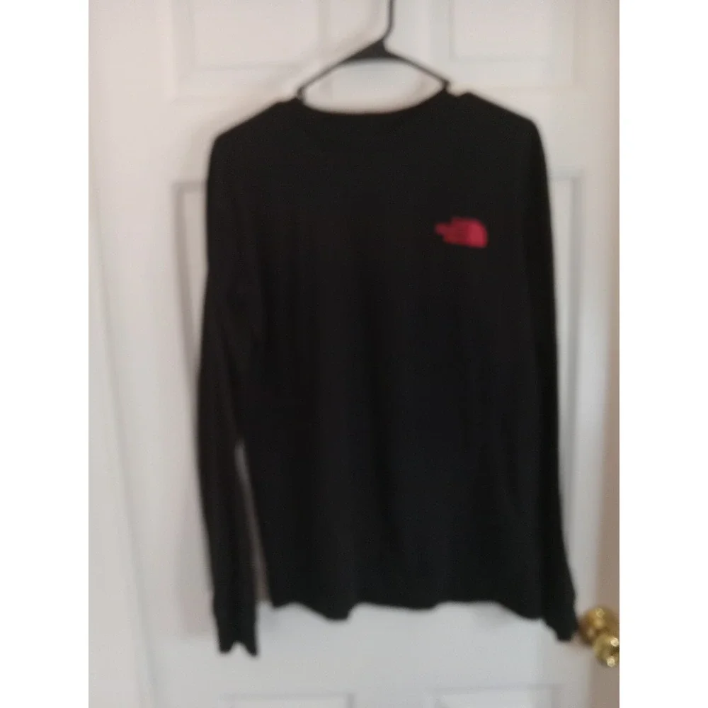 The North Face Long‎ Sleeve Crewneck Never Red Logo Exploring Black Mens Small